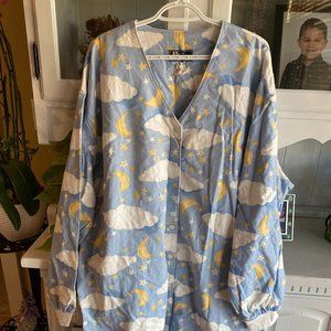 2X soft 100% cotton button down nightgown